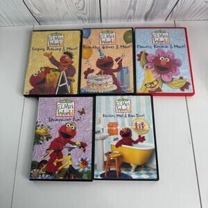 Lot of 5 Elmo’s World DVDs Springtime Birthday Families Flowers Singing